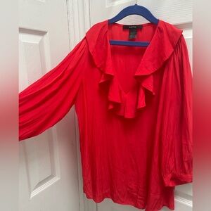 Smythe Red Ruffle Blouse - Like New